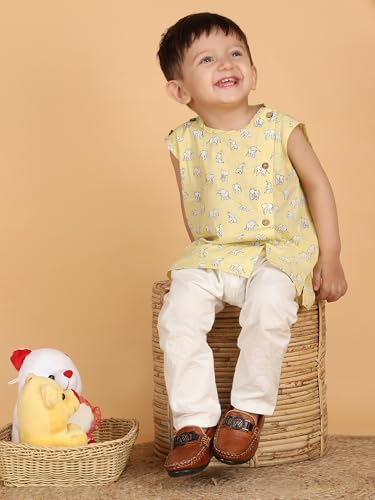Image of POLKA TOTS Pure Cotton New Born Dress | Ultra-Soft, Breathable & Lightweight Sleeveless Jhabla Pant Set for Baby Boys & Girls | Baby Summer Clothes | Traditional Jabla & Pyjama Set for Newborns