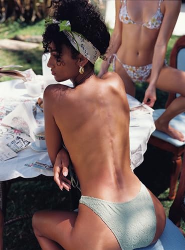 Women’s Dusk Green Floral High Rise Bathing Bikini Swim Bottom with Cheeky Back Coverage Swim Essential3