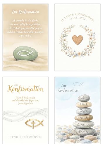 Edition Seidel Set 12 Glückwunschkarten zur Konfirmation mit Umschlag. Grußkarten Konfirmationskarten Doppelkarten Klappkarten Grußkarte Kartenset Karte Spruch Kinder Jugendliche (SW026)