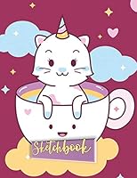 Sketchbook: Cute Unicorn, Large Journal With Blank Paper For Drawing And Sketching & Crayon Coloring for Girls, 109 Pages, 8.5" x 11" (Kids Drawing Books) 1711352586 Book Cover