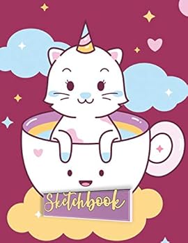 Sketchbook: Cute Unicorn, Large Journal With Blank Paper For Drawing And Sketching & Crayon Coloring for Girls, 109 Pages, 8.5" x 11" (Kids Drawing Books)