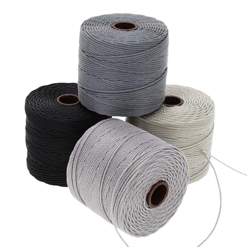 The Beadsmith S-Lon Bead Cord – .5 mm Twisted Nylon Cord for Stringing, 4-Pack, Cool Neutrals Mix, TEX210, 77 Yards per Spool