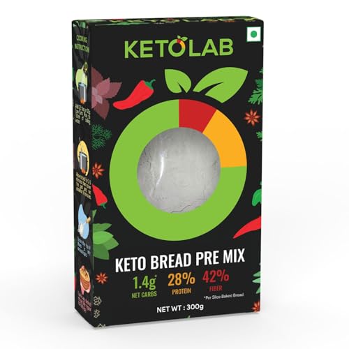 Image of Ketolab Natural Flavor Keto Bread Pre-Mix,300 Gms,1 Pack,1.3G Net Carb&5G High Protein /Slice,Identical To Regular Bread,Ultra Low Carb,Pre-Biotic High Fibre,Low Glycemic Index(Gi), Diet&Weight Loss