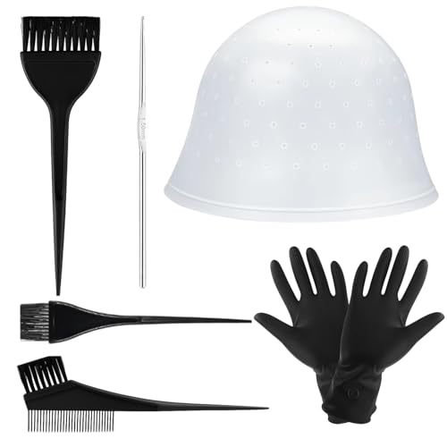 7PCS Hair Highlighting Kit,Highlighting Cap, Professional DIY Blonde Highlighting Tool, Reusable Hair Dye Accessories,Suitable for Men and Women,for Professional Hair, Home and Salon Use