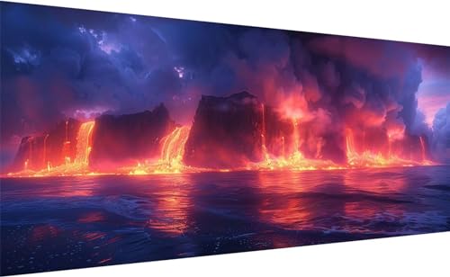 Broderie diamant kit complet volcan 195x90cm artisanat strass point de croix grand format