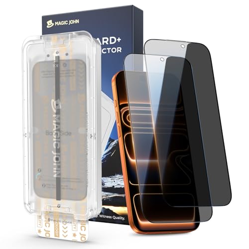 MAGIC JOHN 3rd Gen Upgraded for iPhone 17 Pro Max Privacy Screen Protector 6.9 Inch,25°Anti-Spy Screen,Shockproof Tempered Glass,Auto Dust-Removal,Bubble Free,Easy Installation,Daily Drop Protection,2 Pack