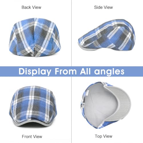 Image of 3Pcs Men's Newsboy Caps Cotton Cooling Hat Adjustable Flat Cap for Men