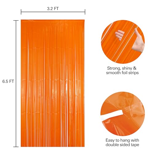 Image of Hampton Distribution 2 Pack Orange Fringe Backdrop Curtains, Orange Streamers Party Backdrop, Party Decorations for Birthday, Holidays, Parties & More