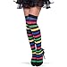 Produktbild NET TOYS Bunte Neon Overknees Halterlose Strümpfe gestreift Clown Ringelstrümpfe Ringel Überkniestrümpfe