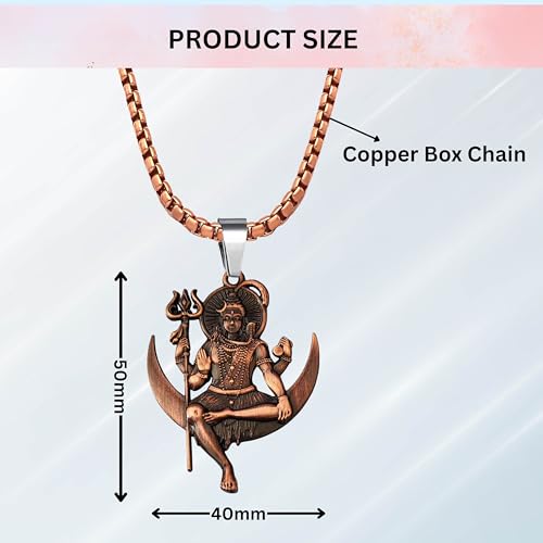 Image of M Men Style Lord Shiva Pendant Necklace Solid Brass Pendant with 22 Inch Stainless Steel Box Chain Unisex