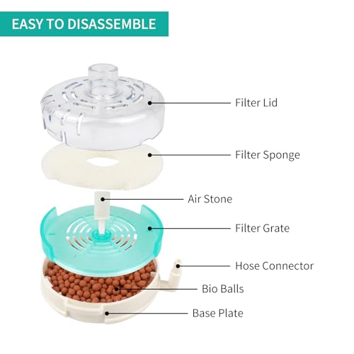 Image of Small Aquarium Sponge Filter, Small Fish Tank Filter & Mini Submersible Fish Filter Built-in Air Bubble Stone and Bio Sponge for Fish Tanks up to 5 Gallon (Air Pump Not Included)