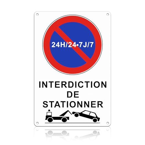 TAKULA 30 * 20CM Panneau Interdiction de Stationner, Panneau Stationnement Interdit, Panneaux Métalliques Réfléchissants - Imperméable et inoxydable