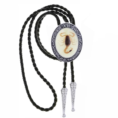 HUABOLA CALYN Vintage Bolo Ties for Men, Native American Luminous 3D Scorpion Western Cowboy Bolo Ties, Cowboy Cowgirl Leather Necklace Necktie Costume Accessories for Men Women