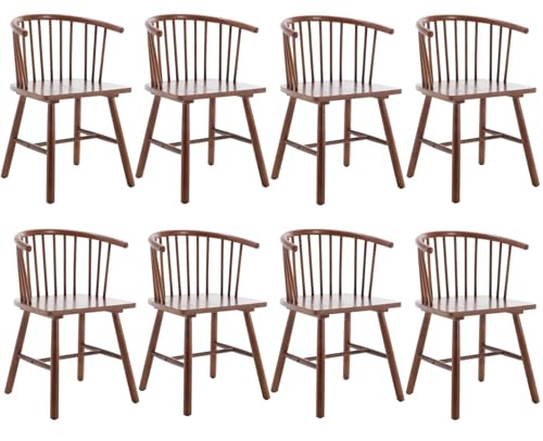 Sillas de comedor Windsor de madera de nogal con brazos, juego de 2 piezas de madera maciza de granja y estilo moderno de mediados de siglo para muebles de cocina o comedor