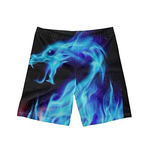 HUGS IDEA Short de bain pour garçons - Séchage rapide - Short de surf décontracté - Pour 5 à 14 ans, Dragon bleu galaxie, 9-10 ans Cover