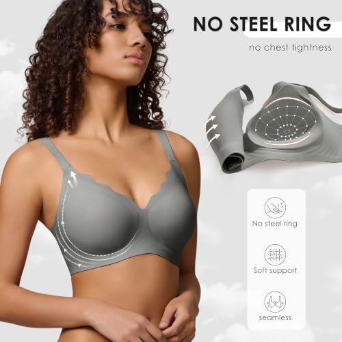 Image of Seamless Wireless Bra for Women with Support - No Underwire Full Coverage Push Up Comfort Bras - Back Fat Smoothing Bralettes