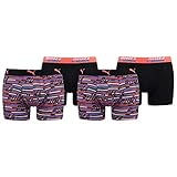 PUMA Herren Boxershorts, 4 Sück Boxers, Logo AOP Boxer (M, Blue/orange)