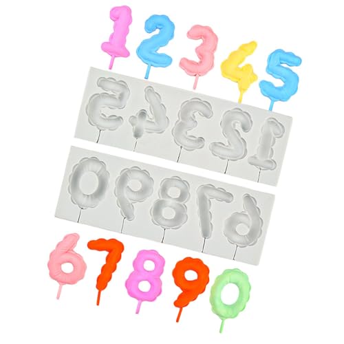 Qsvbeeqj Juego de moldes de números de silicona 0-9 herramientas de decoración de pasteles no tóxicas para proyectos de repostería de chocolate y actividad de cocina para niños, número de horneado