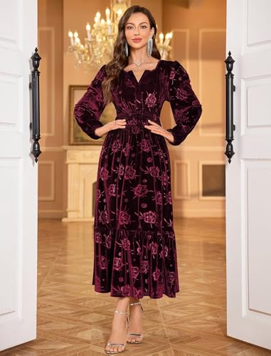 ZAFUL Womens Velvet Dresses Long Sleeve Cocktail Party Wedding Guest Dress4