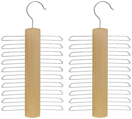 Tie Racks for Closets Hanger Holder Also for Belt and Scarf Wood Tie Organizer for Men 2pcs