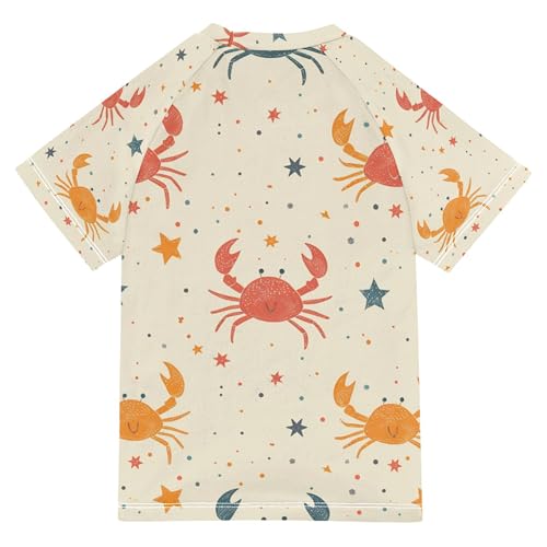 Star and Crab Bathing Suit Girls Short Sleeves Activewear Swimwear Beach Tops 3T2