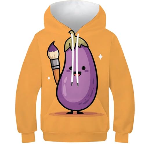 Pull enfant aubergine résistant et doux anti-irritation sweat capuche 3D poche garçon fille 9-11Y