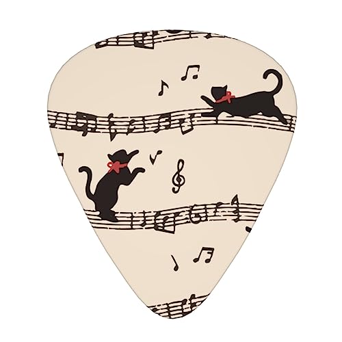 ギターピック ギターアクセサリー 面白い 音符 猫 ネコ ギターぴっく ピックセット 楽器アクセサリー エレキギター アコギ エレキ ベース 収納ケース付き 耐摩耗性 超軽量 携帯に便利 演奏 練習 初心者から専門家まで適用 音楽 3種厚み 12枚セット(