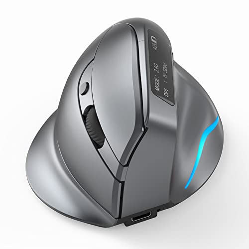 Ratón inalámbrico F-26C dual recargable y silencioso de 2.4GHz y Bluetooth gris