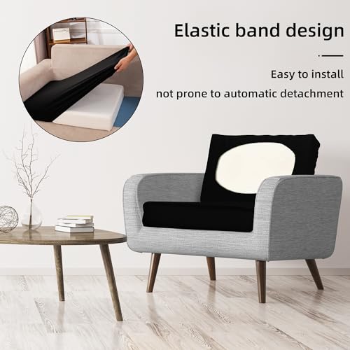 Image of 8Pcs Stretch Patio Cushion Covers,Outdoor Couch Covers Replacement,Outdoor Couch & Sofa Slipcovers,for Patio Furniture Cushion Covers,Washable Reusable Furniture Protector (Black, Cover Only)