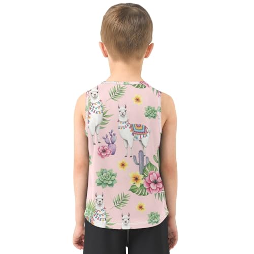 J JOYSAY Llama Cactus Tropical Leaf Boys Tank Top Sleeveless Muscle Shirts Quick Dry Workout Active Sport Kids T-Shirts 3-15T3