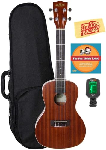 Kala KA-C Mahogany Concert Ukulele Bundle with Hard Case, Clip-On Tuner, Austin Bazaar Instructional...