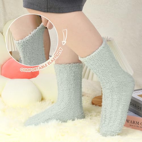 Image of Loritta 6 Pairs Womens Fuzzy Socks, Winter Warm Fluffy Slipper Socks
