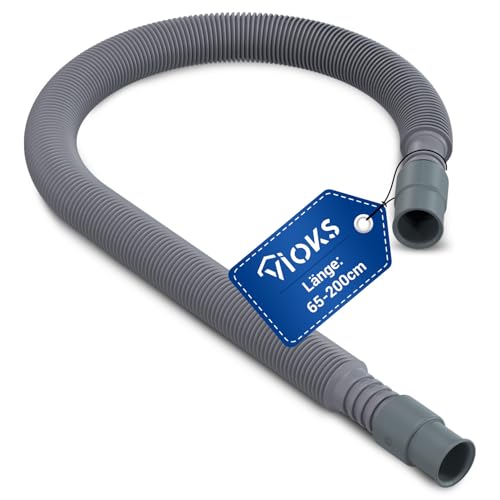 VIOKS Flexibler Ablaufschlauch Waschmaschine Abwasserschlauch Spülmaschine 65-200cm 19/21mmØ - Waschmaschinenschlauch Verlängerung Ausziehbar für Waschmaschine Geschirrspüler