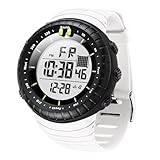 KXAITO Men's Watches Sports Outdoor Waterproof Military Watch Date Multi Function Tactics LED Face Alarm Stopwatch for men (1237 White Band WM)