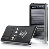 ソーラーモバイルバッテリー 【2025新モデル・4本ケーブル内蔵・防災士監修】 ソーラーチャージャー 23800mAh大容量 防災士監修 急速充電 Type-C モバイルバッテリー IPX7防水 耐衝撃 携帯 スマホ充電器 携帯便利 災害用バッテリー IP67防水 LEDライト付き 停電対策 SOSモード 地震/災害/旅行/アウトドア 各種デバイス対応 (ブラック)