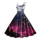 Zuoyue - Vestido de halloween para mujer, con estampado de sangre, disfraz sexy de Halloween, vestidos sin mangas, una línea de espagueti de cóctel, Halloween, estampado para cosplay, fiesta gótica