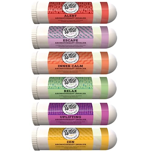 Image of Wild Essentials Aromatherapy Nasal Inhaler Multi Packs Made with 100% Natural, Therapeutic Grade Essential Oils to Help Keep You Refreshed and feelling Your Best (Top 6 Variety Pack)