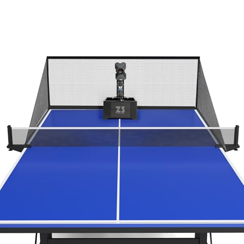 ROMYIX Tennis Ball Machine Ping Pong Ball Machine with Net & 100 Balls, 10 Programmable Modes, 2.4G Remote Control, Adjustable Speed & Spin, Professional Table Tennis Robot Trainer for Solo Practice