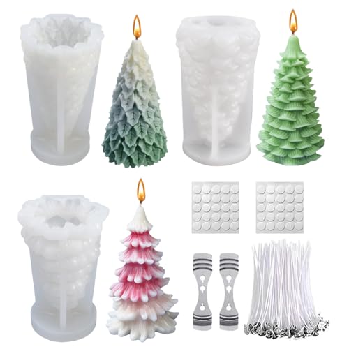 Moldes de silicone 3D para velas de resina, para árvore de Natal (D)