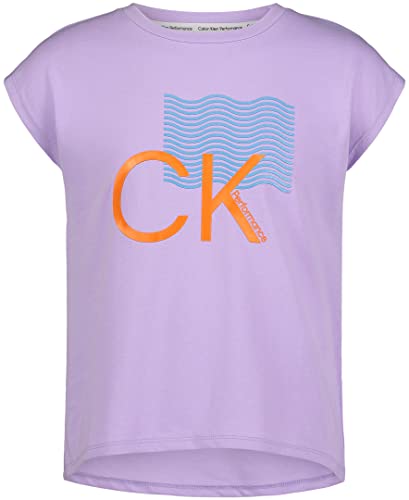 Image of Calvin Klein Girls Short Sleeve Performance T-Shirt, Crew-Neck Neckline & Logo Detailing