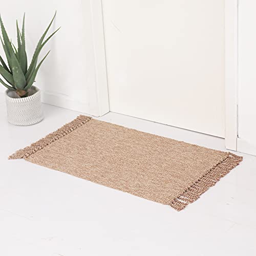 Boho Bathroom Rug Cotton Reversible Laundry Room Rag Rug - Hand Woven Solid Color Chindi Area Rug Entryway For Kitchen Bathroom Bedroom Dorm (2' X 4'3, Coffee) #TOP1