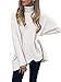 ANRABESS Womens Turtleneck Long Sleeve Sweater High Low Hem Casual Winter Pullover Knit Tops A87bai-S White