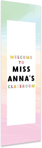 Miniatura 16 de Andaz Press Letrero de bienvenida vertical personalizado para el aula de 13 x 47 pulgadas para profesores, letreros de puerta de aula, letrero