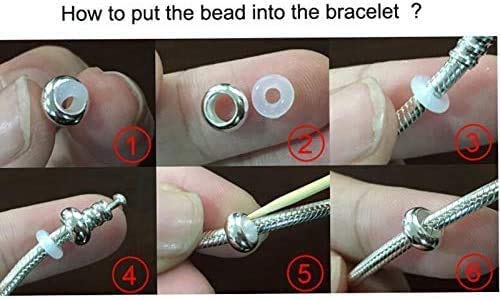 Soukiss Charms 925 Sterling Silver Snake Chain Bracelet With 2 Stopper Beads Charms Bracelet (18 Cm-7.1 Inches) #TOP5