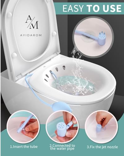 Image of Sitz Bath Tub with Air Pump for Women & Men, Large Capacity Portable Perineal Soaking Basin, Suitable for Postpartum Care, Hemorrhoids Recovery(Tub Seat with Flusher
