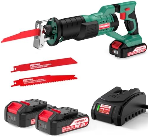 HYCHIKA Scie Sabre sans fil 18V, Vitesses Réglables 0-2800SPM, 2 ...