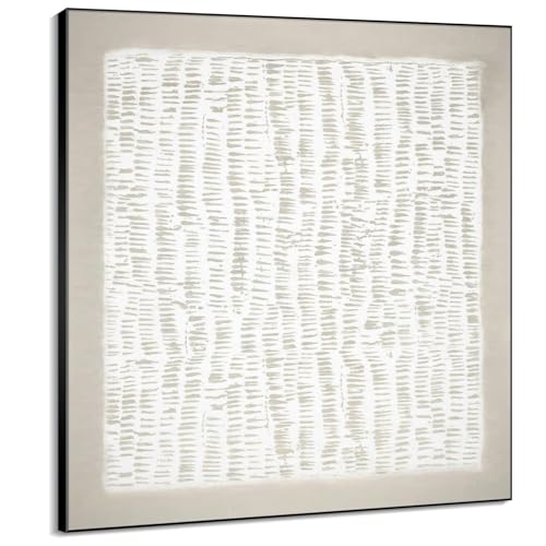 60"x60" XL Framed Wall Art - Neutral Abstract Line Design Art (Fr...
