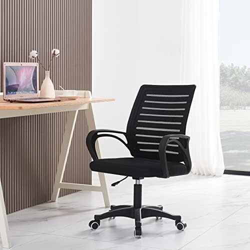 Jamiah Ergonomic Office Chair Adjustable Height Desk Chair Computer Swivel Chair Fabric Mesh Chair for Home Conference Office Furniture (Horizontal bar Black)