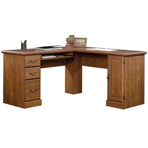 Bowery Hill L-Shaped Computer Desk in Milled Cherry