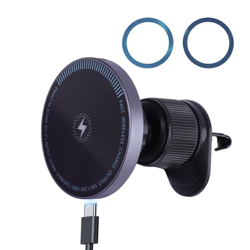 Ya en manzanajugosa.com: Soporte mag-Safe Coche con Carga Inalámbrica 15W para iPhone 17/16/15/14/13/12 Cargador Coche, Montaje en Salida de Aire, Rotación 360°, Imanes Ultra Fuertes, Carga Rápida y Estable
